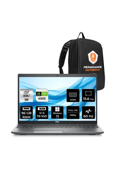 Dell Precision 3591 Ultra 7 155H 96GB 4TB+4TB SSD RTX A500/4GB 15.6" FHD W11P Workstation & Çanta ürün görseli 1
