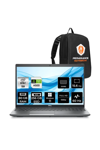 Dell Precision 3591 Ultra 7 155H 80GB 256GB SSD RTX A500/4GB 15.6" FHD W11H Workstation & Per4 Çanta ürün görseli 1