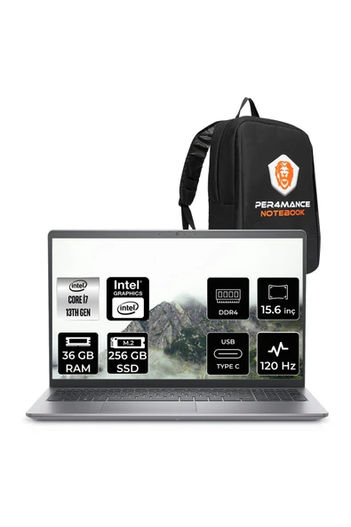 Dell Vostro 3530 i7 1355U 36GB 256GB SSD 15.6" FHD 120 Hz FDOS Taşınabilir Bilgisayar & PER4 Çanta ürün görseli 1