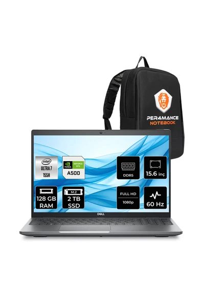 Dell Precision 3591 Ultra 7 155H 128GB 2TB SSD RTX A500/4GB 15.6" FHD FDOS Workstation & Per4 Çanta ürün görseli 1