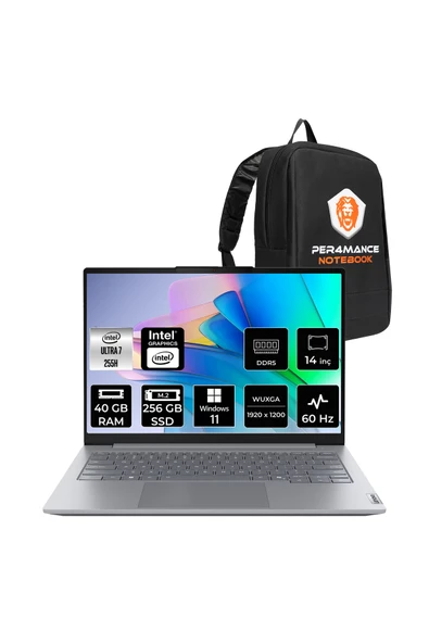 LENOVO ThinkBook 14 G8 Ultra 7 255H 40GB 256GB SSD 14" FHD+ W11H Dizüstü Bilgisayar & PER4 Çanta ürün görseli 1
