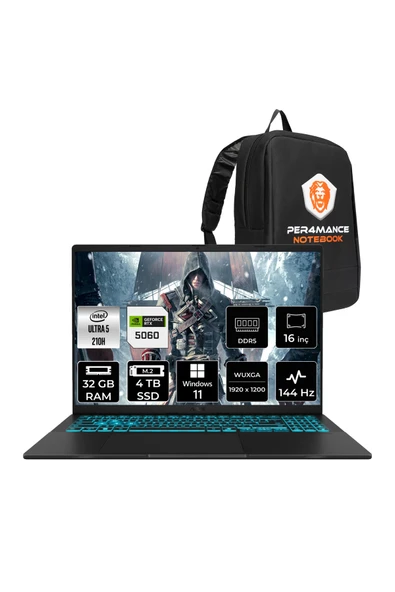 ASUS VivoBook16 Core5 210H 32GB 4TB SSD RTX5060/8GB 16" FHD+ 144Hz W11P Dizüstü Bilgisayar V3607VM ürün görseli 1