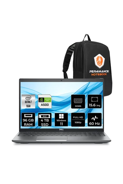 Dell Precision 3591 Ultra 7 155H 96GB 4TB SSD RTX A500/4GB 15.6" FHD W11H Workstation & Per4 Çanta ürün görseli 1