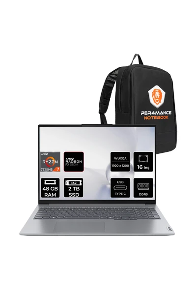 LENOVO ThinkBook 16 G7 R7 7735HS 48GB DDR5 2TB SSD 16'' WUXGA FDOS Dizüstü Bilgisayar & PER4 ÇANTA ürün görseli 1