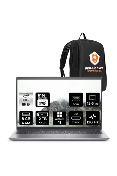 Dell Vostro 3530 i7 1355U 8GB 2TB SSD 15.6" FHD 120 Hz W11H Taşınabilir Bilgisayar & PER4 Çanta ürün görseli 1