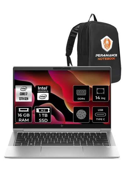 HP EliteBook 640 G10 i7-1355U 16GB RAM 1TB SSD 14'' FHD FDOS 8A571EA & PER4 ÇANTA ürün görseli 1