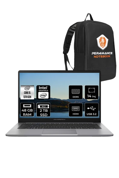 ASUS ExpertBook P1 Intel Core i5 13420H 48GB 2TB SSD 14" FHD FDOS Dizüstü Bilgisayar & PER4 Çanta ürün görseli 1