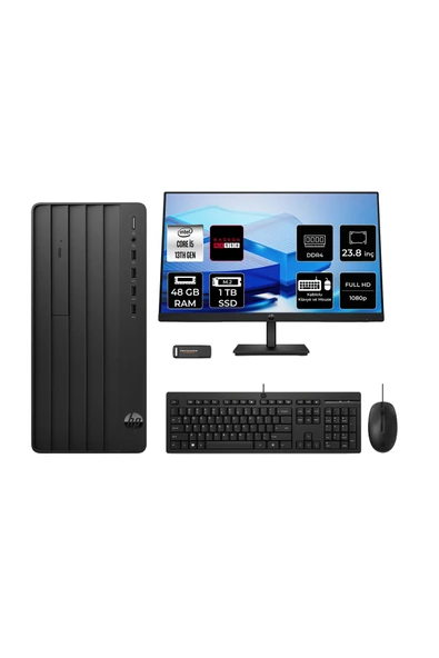 HP Pro Tower 290 G9 i5 13400 48GB 1TB SSD RX550/4GB FDOS Masaüstü Bilgisayar + 23.8" Monitör ürün görseli 1