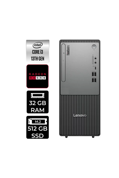 LENOVO ThinkCentre Neo 50T G5 i3 13100 32GB 512GB SSD RX550/4GB FDOS Masaüstü Bilgisayar ürün görseli 1