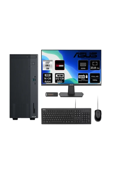 ASUS ExpertCenter P500 Core5 210H 16GB 512GB SSD RX550/4GB FDOS Masaüstü Bilgisayar + 23.8" Monitör ürün görseli 1