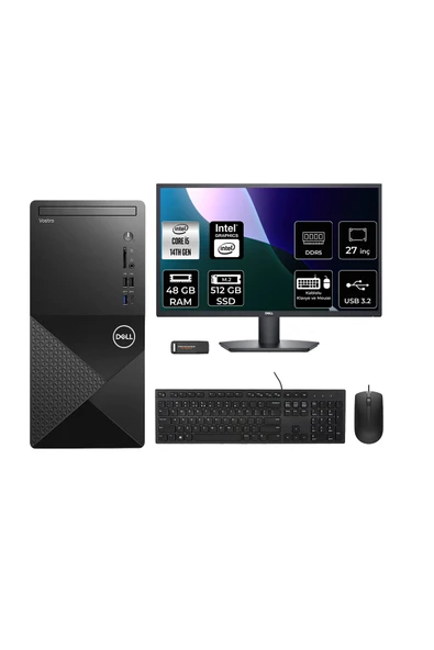 Dell Vostro 3030MT i5 14600 48GB 512GB SSD FDOS Masaüstü Bilgisayar + 27" Monitör ürün görseli 1