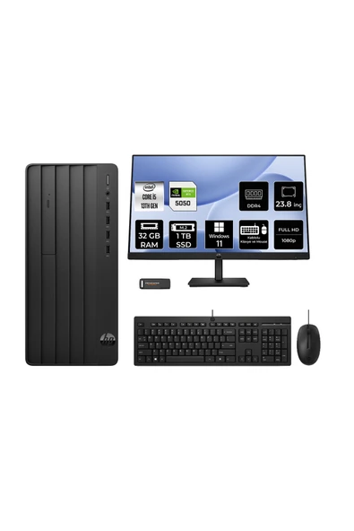 HP Pro Tower 290 G9 i5 13500 32GB 1TB SSD RTX5050/8GB W11P Masaüstü Bilgisayar + 23.8" Monitör ürün görseli 1