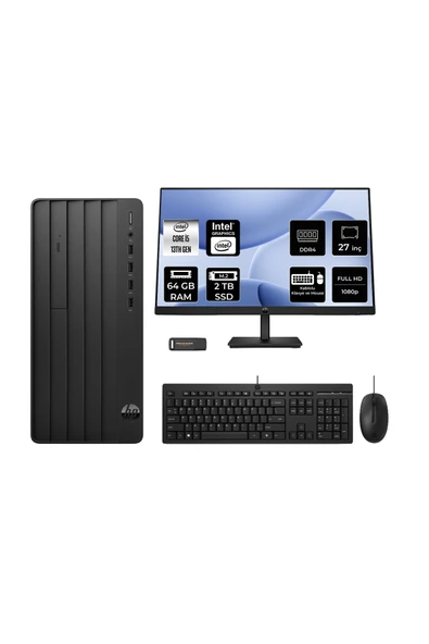 HP Pro Tower 290 G9 i5 13500 64GB 2TB SSD FDOS Masaüstü Bilgisayar + 27" Monitör ürün görseli 1