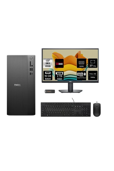 Dell Tower ECT1250 i5 14400 16GB 2TB SSD RX550/4GB FDOS Masaüstü Bilgisayar + 27" Monitör ürün görseli 1