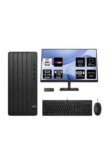 HP Pro Tower 290 G9 i5 13500 16GB 1TB SSD RX550/4GB FDOS Masaüstü Bilgisayar + 27" Monitör ürün görseli 1