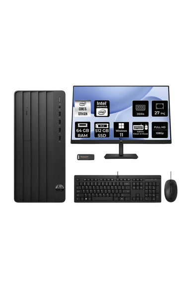HP Pro Tower 290 G9 i5 13500 64GB 512GB SSD W11P Masaüstü Bilgisayar + 27" Monitör ürün görseli 1