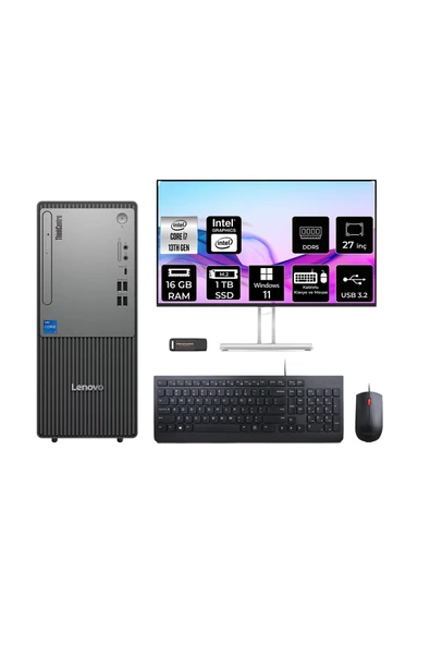 LENOVO ThinkCentre Neo 50T G5 i7 13700 16GB 1TB SSD W11P Masaüstü Bilgisayar + 27" Monitör ürün görseli 1