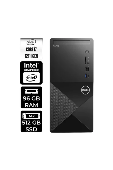 Dell Vostro 3030MT i7 12700 96GB 512GB SSD FDOS Masaüstü Bilgisayar & PER4 USB Bellek ürün görseli 1