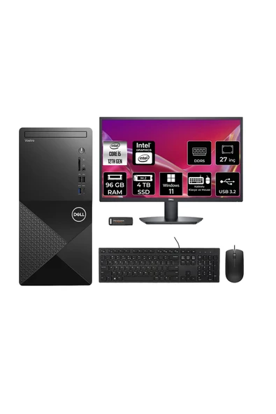 Dell Vostro 3030MT i5 12400 96GB 4TB SSD W11P Masaüstü Bilgisayar + 27" Monitör ürün görseli 1