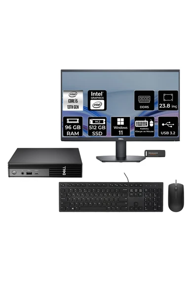 Dell Pro Micro QCM1250 Intel Core i5 14500T 96GB 512GB SSD 23.8" W11P Mini Masaüstü Bilgisayar ürün görseli 1