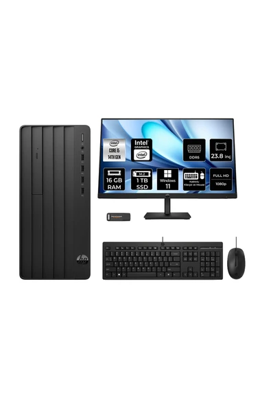 HP 240 PRODESK 2 i5 14400 16GB 1TB SSD W11P Masaüstü Bilgisayar + 23.8" Monitör ürün görseli 1