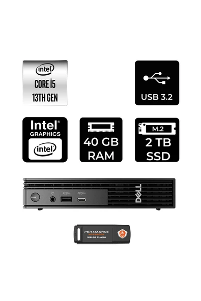 Dell Pro Micro QCM1250 Intel Core i5 14500T 40GB 2TB SSD FDOS Mini Masaüstü Bilgisayar ürün görseli 1