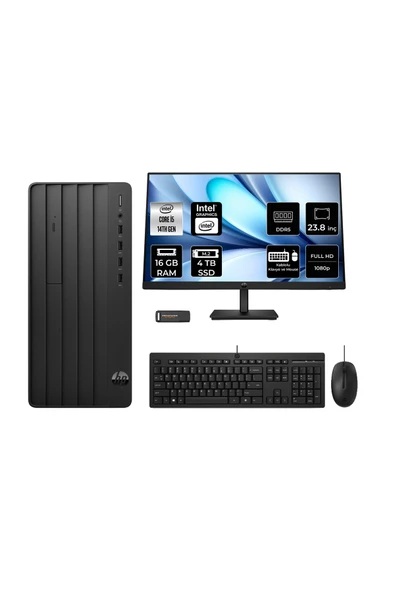 HP 240 PRODESK 2 i5 14400 16GB 4TB SSD FDOS Masaüstü Bilgisayar + 23.8" Monitör ürün görseli 1