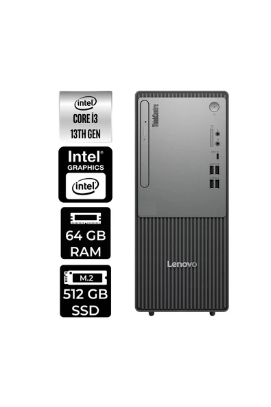 LENOVO ThinkCentre Neo 50T G5 i3 13100 64GB 512GB SSD W11H Masaüstü Bilgisayar & PER4 USB Bellek ürün görseli 1