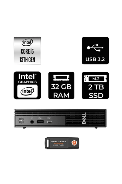 Dell Pro Micro QCM1250 Intel Core i5 14500T 32GB 2TB SSD FDOS Mini Masaüstü Bilgisayar ürün görseli 1