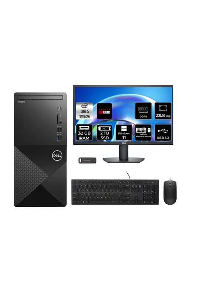 Dell Vostro 3030MT i5 12400 32GB 2TB SSD RX550/4GB W11H Masaüstü Bilgisayar + 23.8" Monitör ürün görseli 1