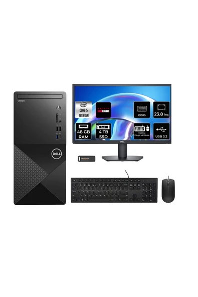 Dell Vostro 3030MT i5 12400 48GB 4TB SSD RX550/4GB FDOS Masaüstü Bilgisayar + 23.8" Monitör ürün görseli 1