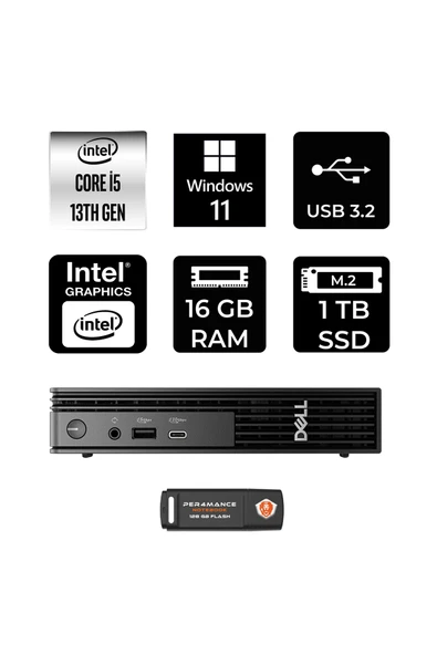 Dell Pro Micro QCM1250 Intel Core i5 14500T 16GB 1TB SSD W11H Mini Masaüstü Bilgisayar ürün görseli 1