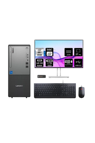 LENOVO ThinkCentre Neo 50T G5 i7 13700 48GB 2TB SSD FDOS Masaüstü Bilgisayar + 27" Monitör ürün görseli 1