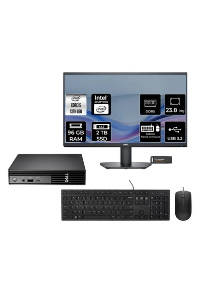 Dell Pro Micro QCM1250 Intel Core i5 14500T 96GB 2TB SSD 23.8" FDOS Mini Masaüstü Bilgisayar ürün görseli 1