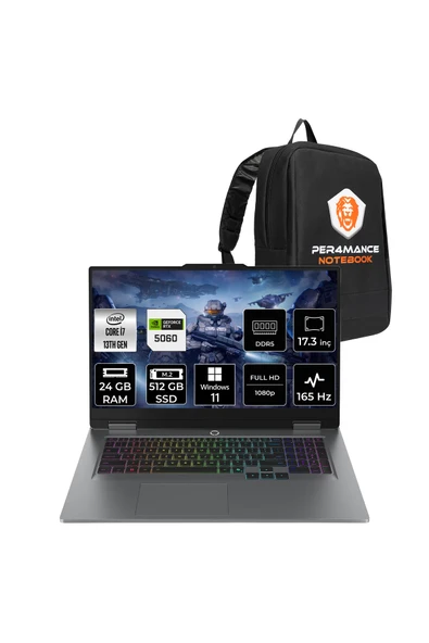 LENOVO LOQ 17IRX10 i7-13650HX 24GB 512GB SSD RTX5060/8GB 115W 17.3'' FHD W11P Gaming Laptop & ÇANTA ürün görseli 1