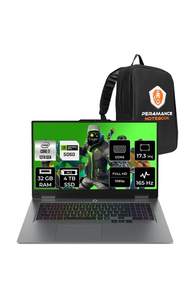 LENOVO LOQ 17IRX10 i7 13700HX 32GB 4TB SSD RTX5060/8GB 115W 17.3" FHD 165Hz FDOS Gaming Laptop ürün görseli 1