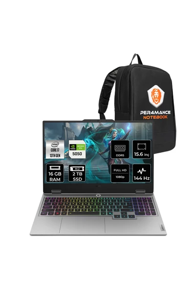 LENOVO LOQ 15IRX10 i7-13700HX 16GB 2TB SSD RTX5050/8GB 100W 15.6'' FHD FDOS Gaming Laptop & ÇANTA ürün görseli 1