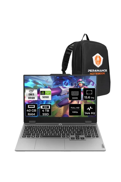 LENOVO LOQ 15IRX10 i5 13450HX 40GB 4TB SSD RTX5050/8GB 100W 15.6" FHD 144Hz FDOS Gaming Laptop ürün görseli 1