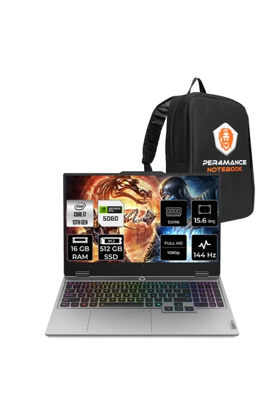 LENOVO LOQ i7-13700HX 16GB 512GB SSD RTX5060/8GB 100W 144Hz FHD 15.6" FDOS Gaming Laptop &PER4 ÇANTA ürün görseli 1