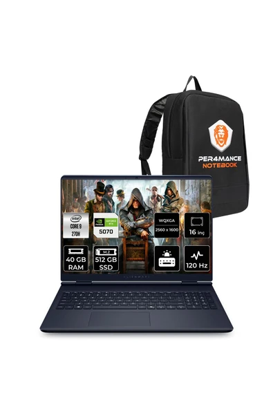 Dell Alienware 16 Aurora Intel Core 9 270H 40GB 512GB SSD RTX5070/8GB 16" QHD+ FDOS Gaming Laptop ürün görseli 1