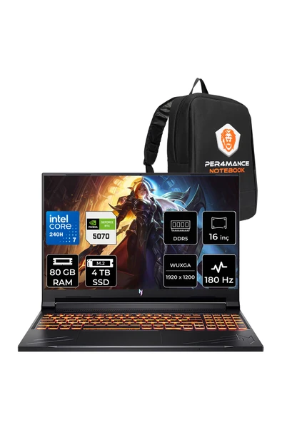 ACER Nitro V16 Intel Core 7 240H 80GB 4TB SSD RTX5070/8GB 95W 16" WUXGA 180Hz FDOS Gaming Laptop ürün görseli 1