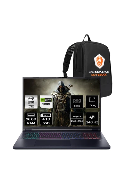 ACER Predator Helios Neo16 Ultra9 275HX 96GB 4TB SSD RTX5060/8GB 16" QHD+ FDOS Gaming Laptop ürün görseli 1