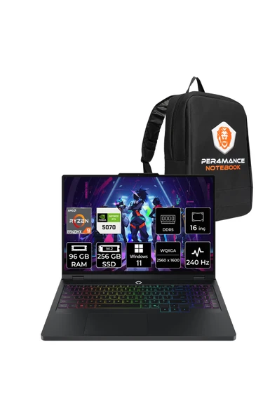 LENOVO Legion Pro 5 R9-8940HX 96GB 256GB SSD RTX5070/8GB 115W 16" QHD+ 240Hz W11P Gaming Laptop ürün görseli 1