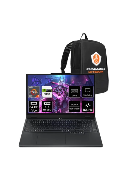 LENOVO Legion 5 Ryzen 7 260 64GB 4TB+4TB SSD RTX5060/8GB 115W 15.3" FHD+ 165Hz FDOS Gaming Laptop ürün görseli 1