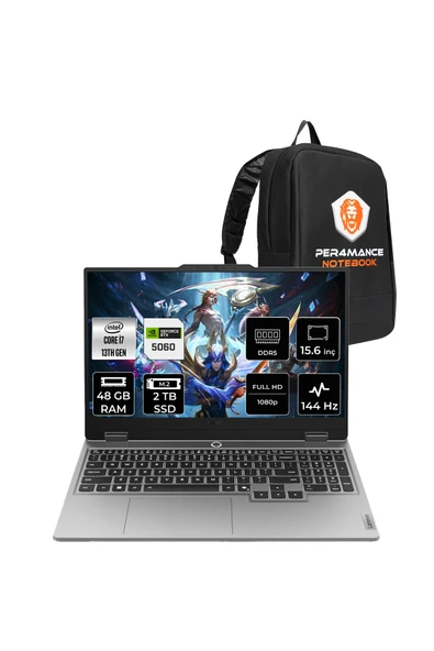 LENOVO LOQ 15IRX10 i7 13650HX 48GB 2TB SSD RTX5060/8GB 100W 15.6" FHD 144Hz FDOS Gaming Laptop ürün görseli 1