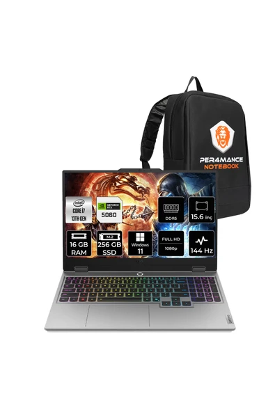 LENOVO LOQ i7-13700HX 16GB 256GB SSD RTX5060/8GB 100W 144Hz FHD 15.6" W11H Gaming Laptop &PER4 ÇANTA ürün görseli 1
