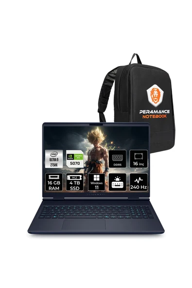 Dell Alienware 16X Aurora Ultra 9 275HX 16GB 4TB SSD RTX5070/8GB 115W 16" QHD+ 240Hz W11P Gaming ürün görseli 1
