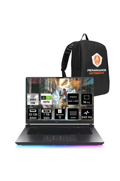 ASUS Rog Strix G16 Ultra 9 275HX 32GB 1TB SSD RTX5070/8GB 240Hz 16" QHD+ W11P Gaming Laptop G615LP ürün görseli 1