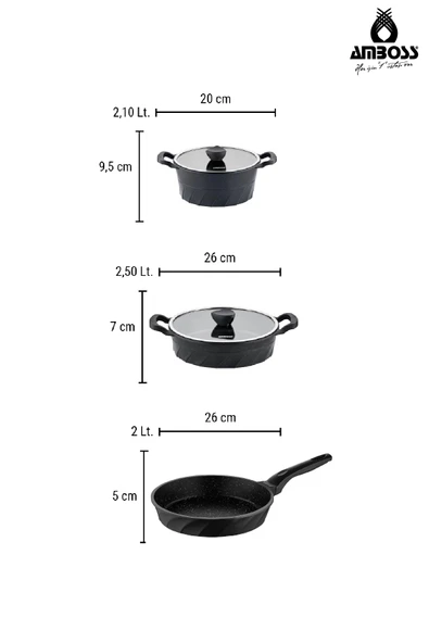 Vento Medium 5 Parça Döküm Tencere Seti - Resim 3