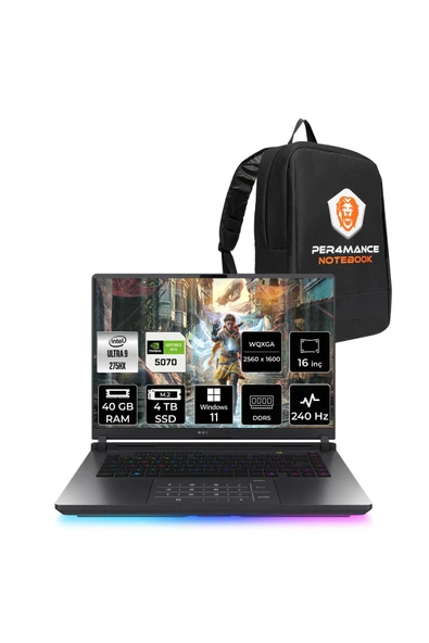 ASUS Rog Strix G16 Ultra 9 275HX 40GB 4TB SSD RTX5070/8GB 240Hz 16" QHD+ W11P Gaming Laptop G615LP ürün görseli 1